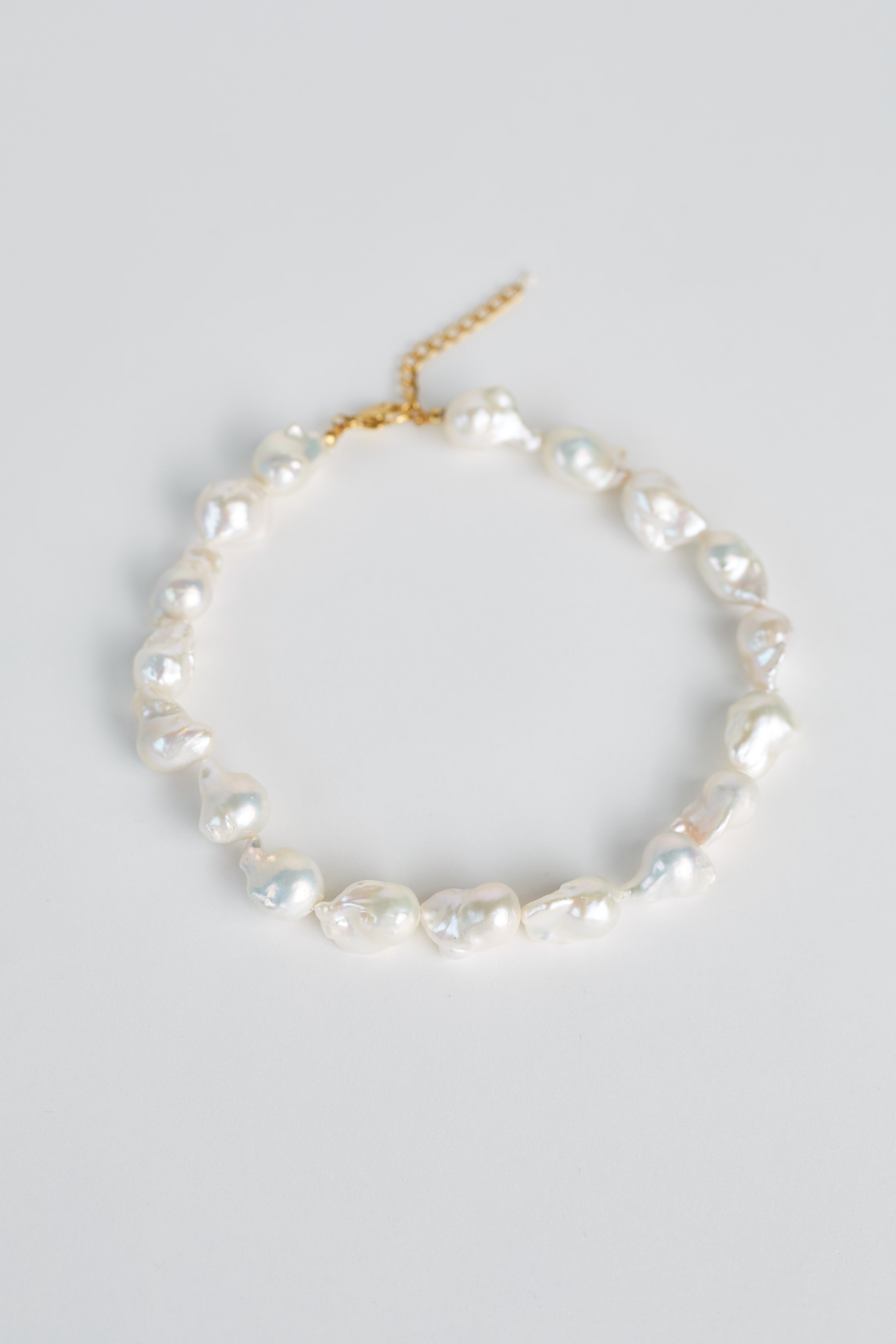 Elegant chunky baroque pearl necklace made of natural freshwater pearls, bold statement choker.