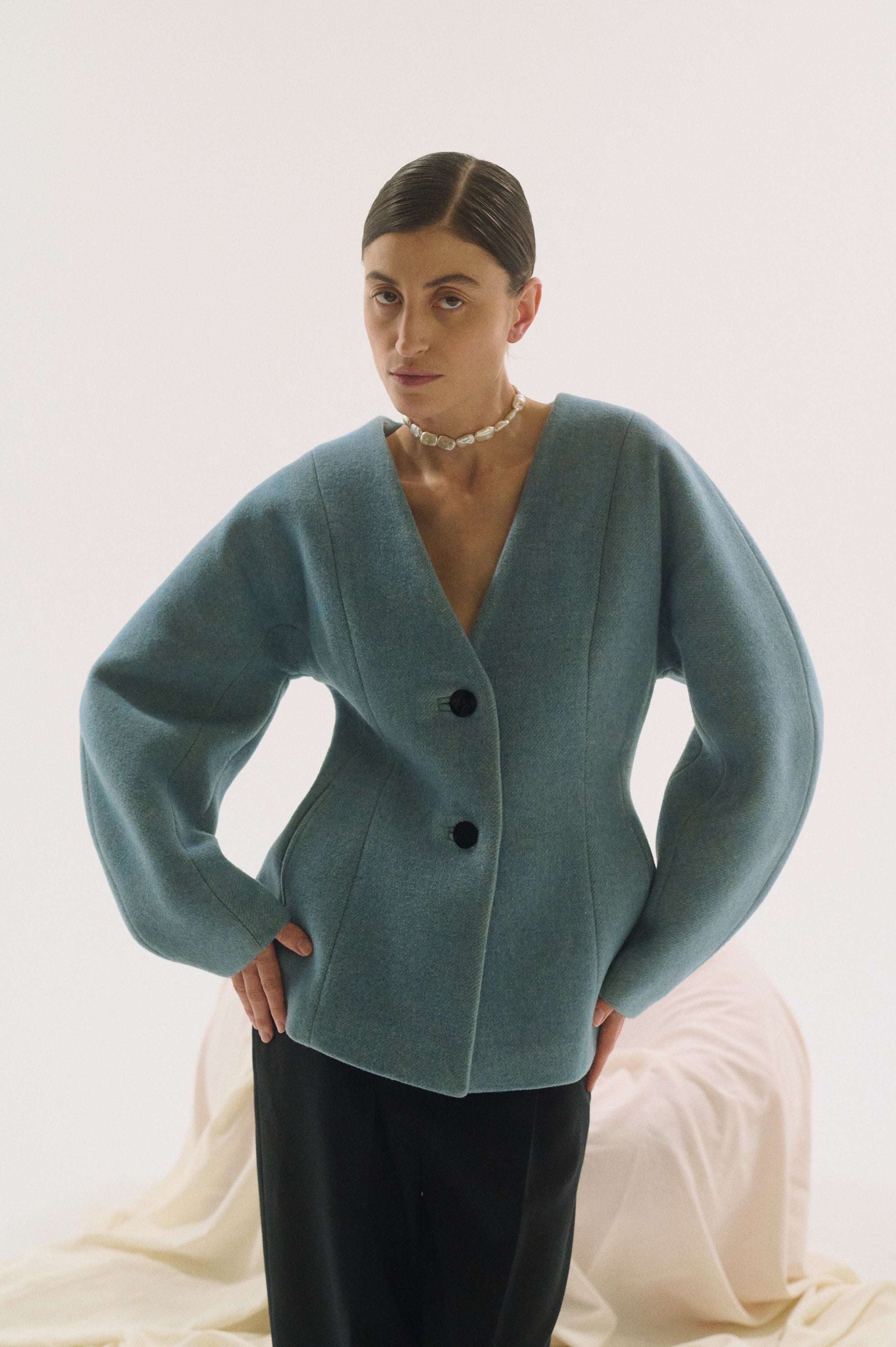 Natural flat rectangular pearls close-up detail