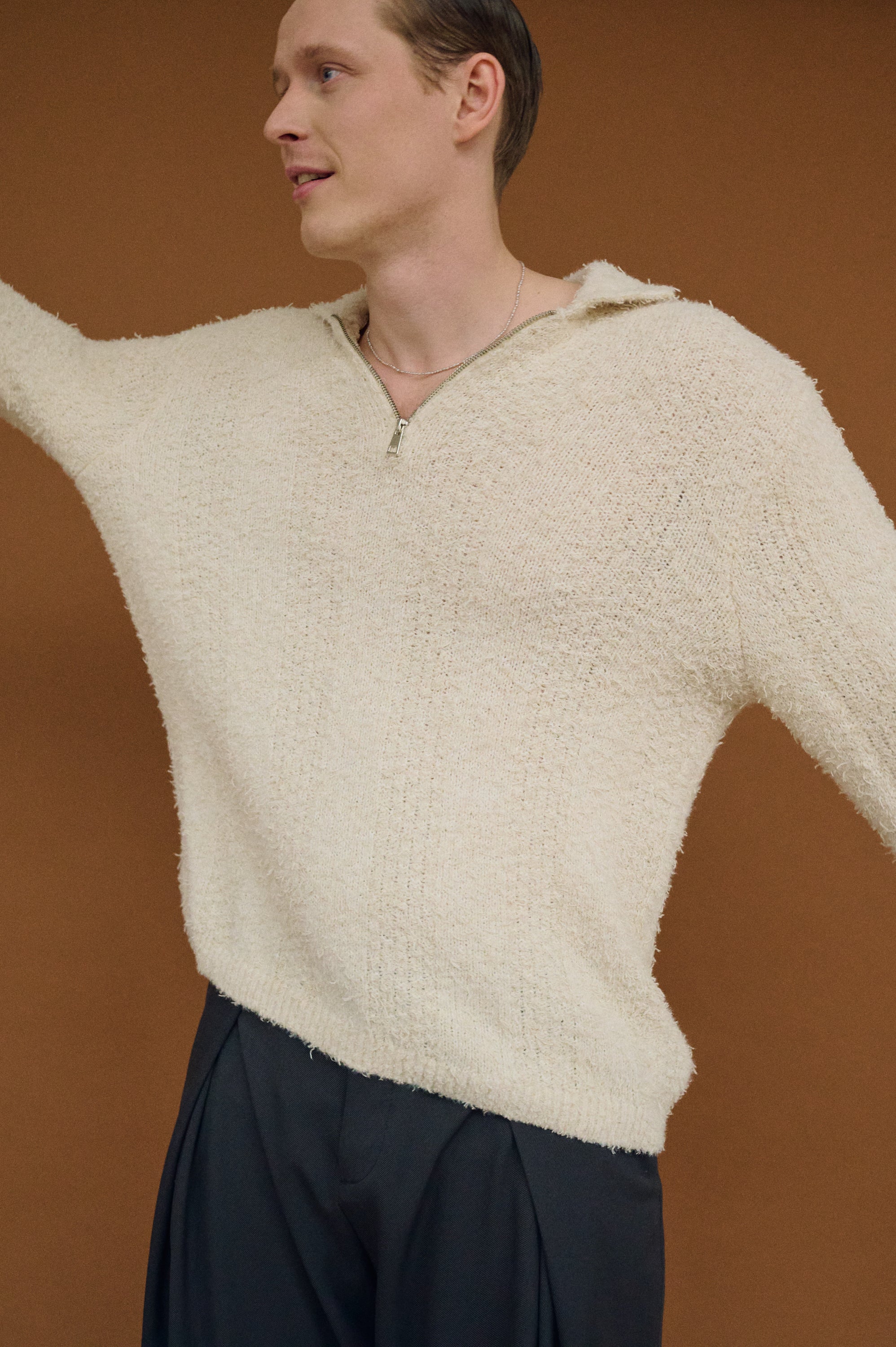 Gift for him – stylish men’s gray pearls necklace, modern men’s jewelry