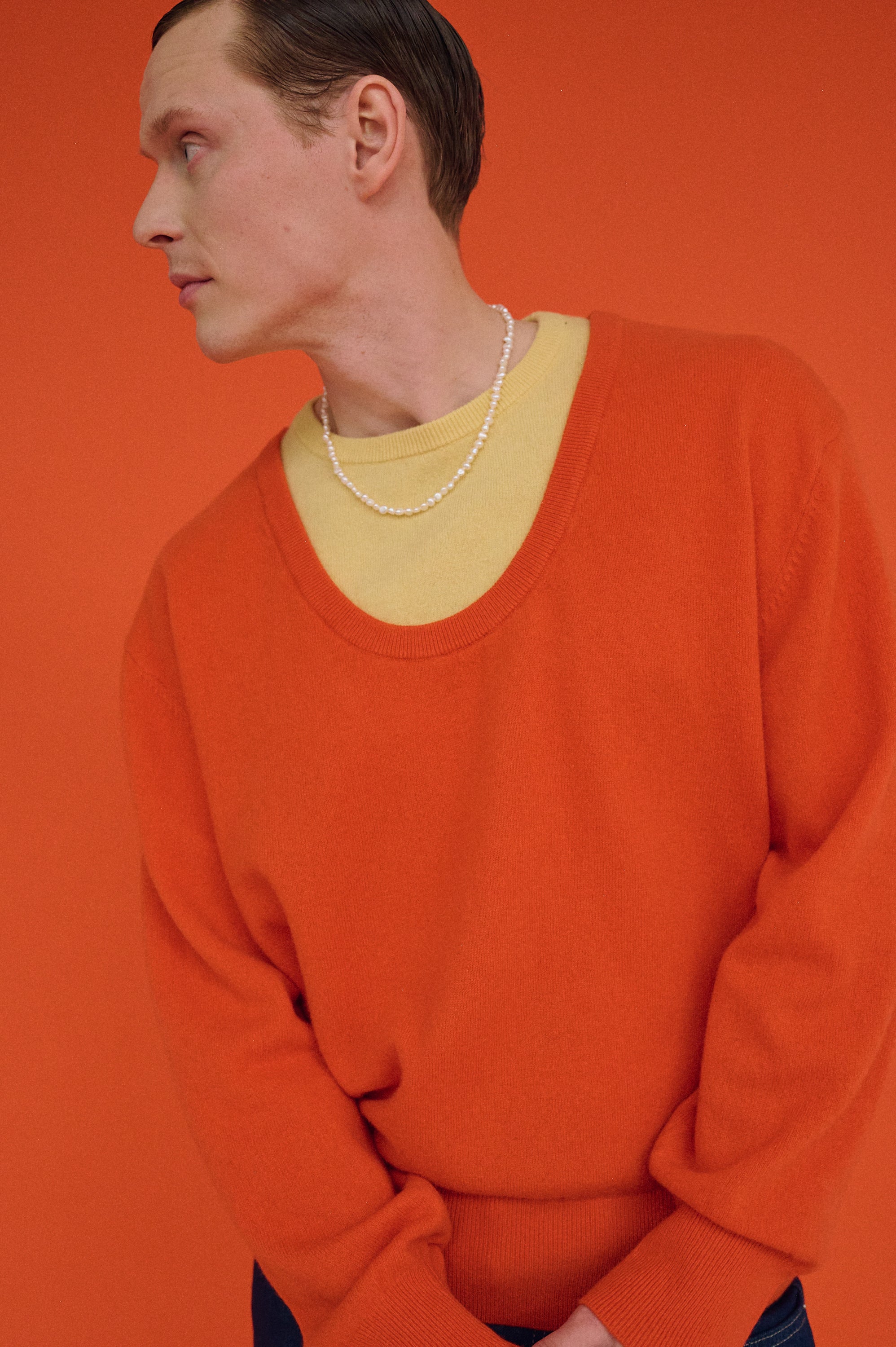 Unisex river pearls necklace for men and women, stainless steel with 925 silver and 18k gold