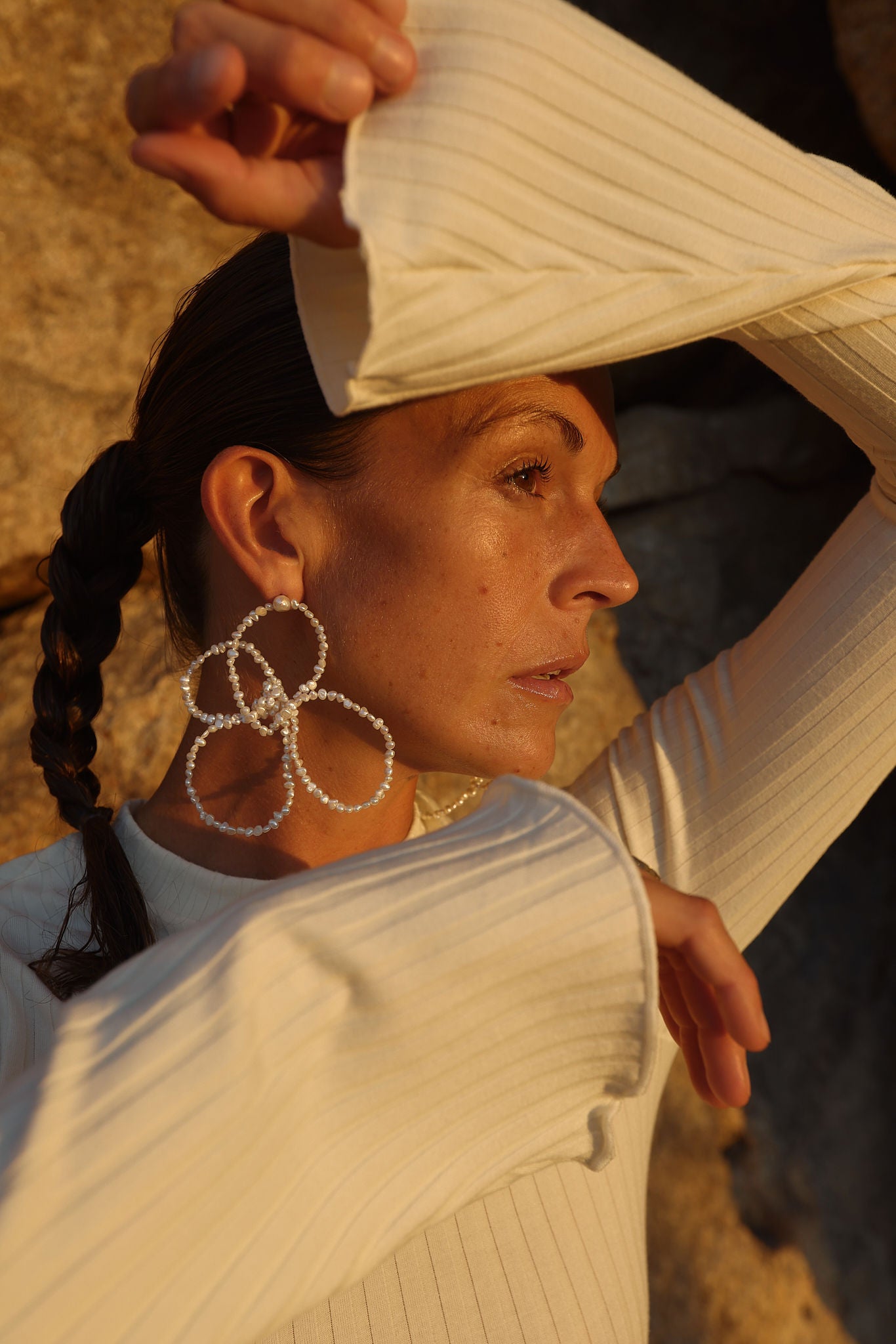 handmade floral pearl earrings for wedding guest look