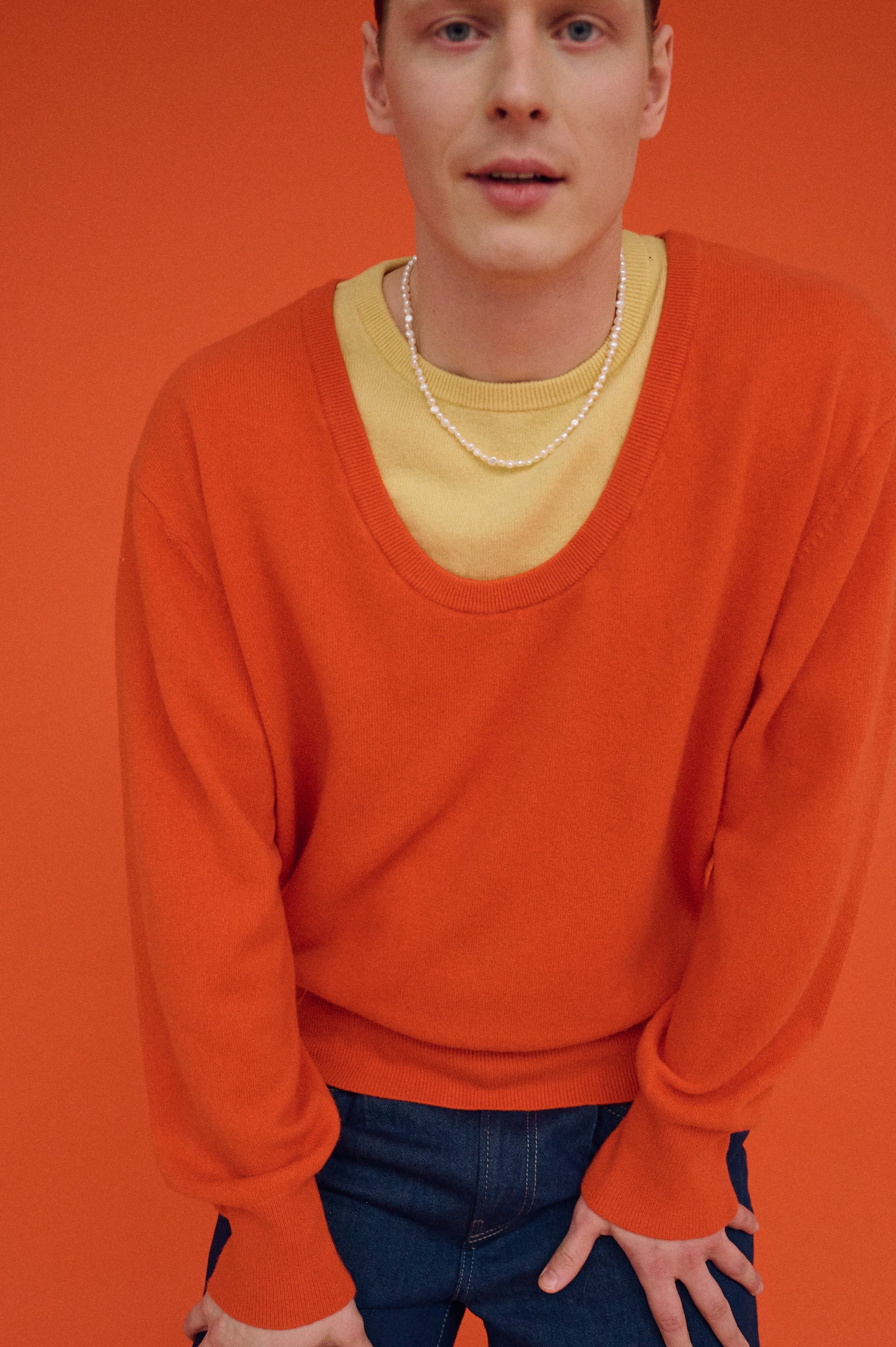 Fashion men’s necklace with real pearls, hypoallergenic jewelry, water-resistant