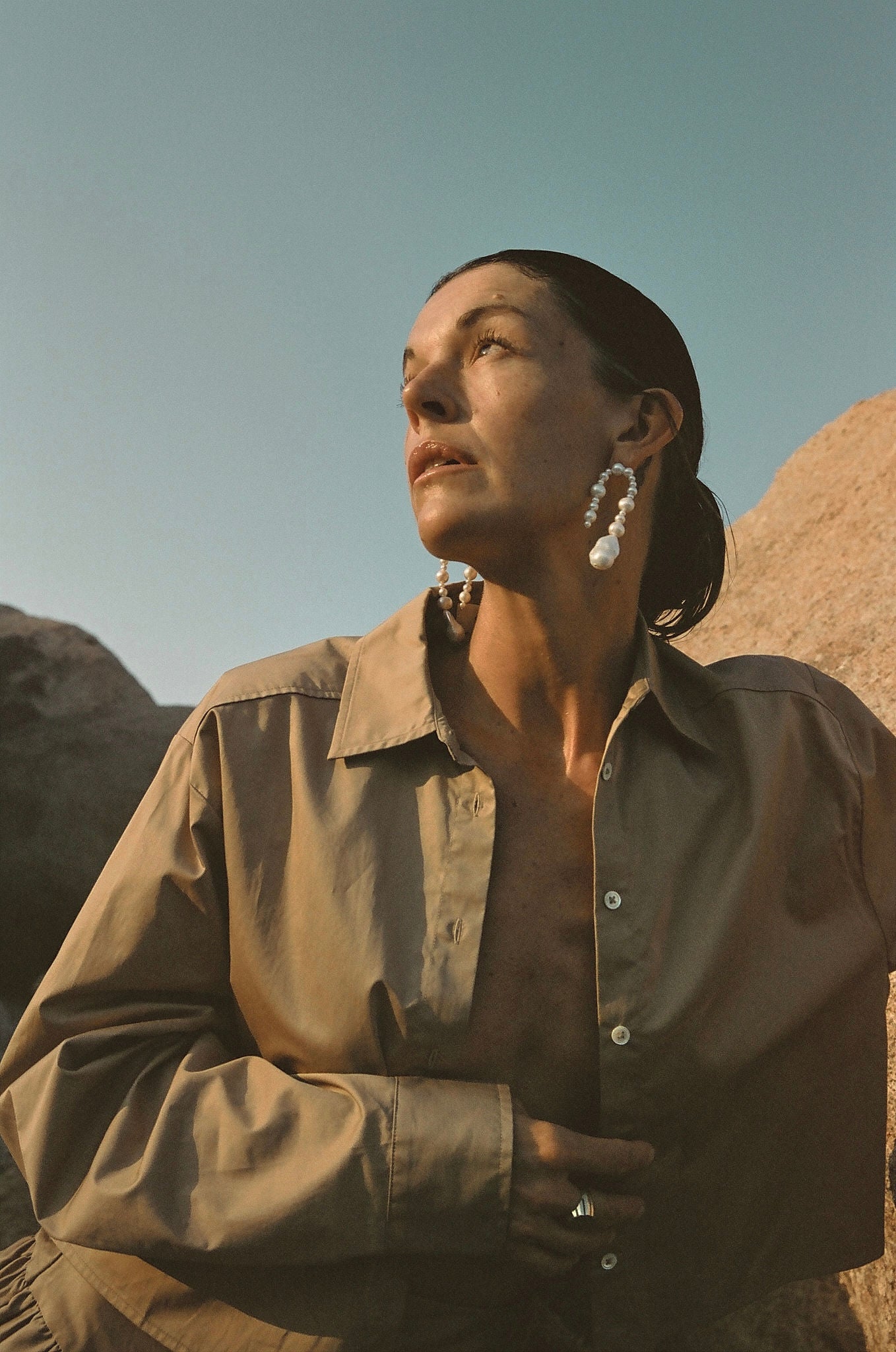 Elegant white pearl statement earrings perfect for weddings