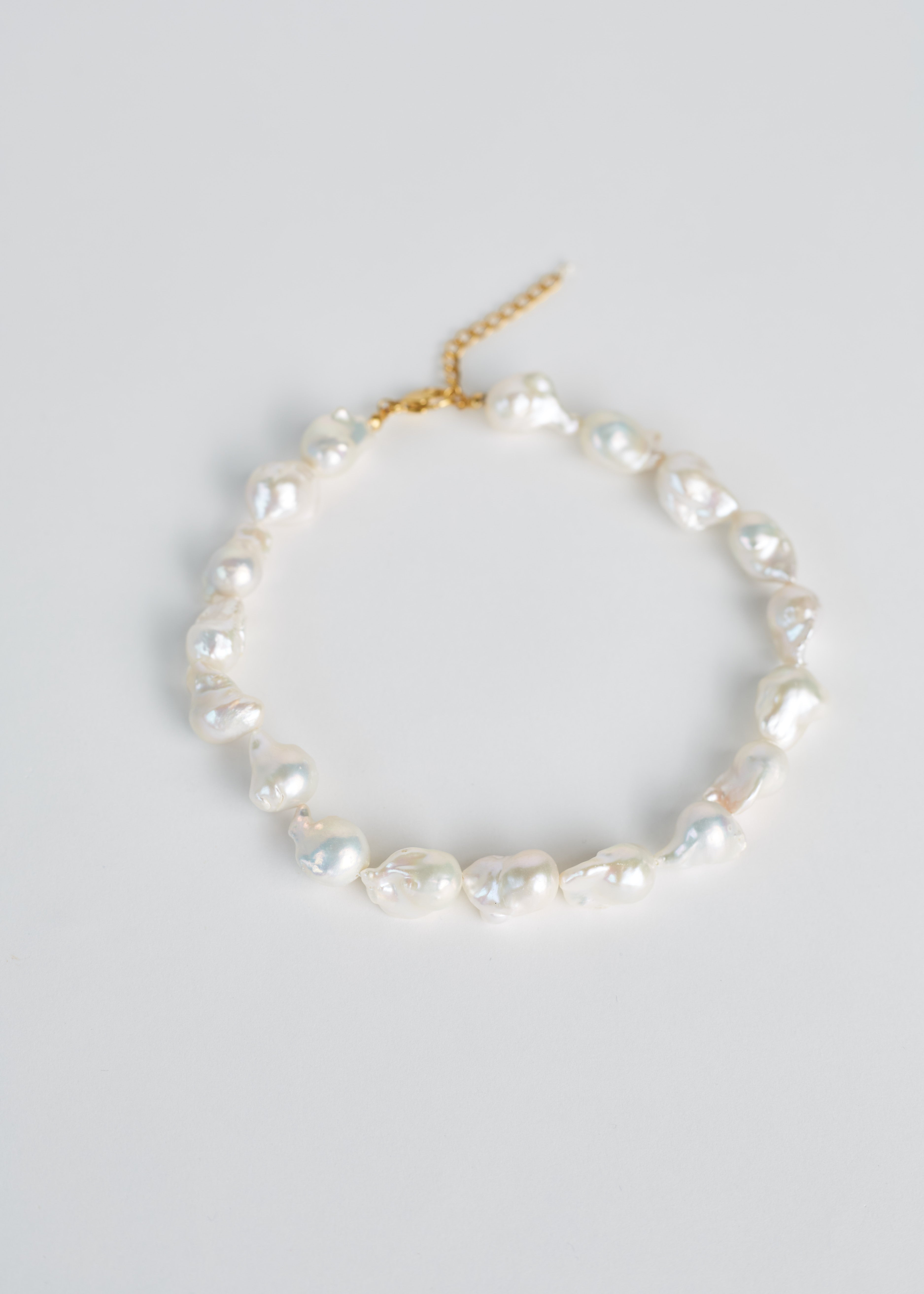 Elegant chunky baroque pearl necklace made of natural freshwater pearls, bold statement choker.