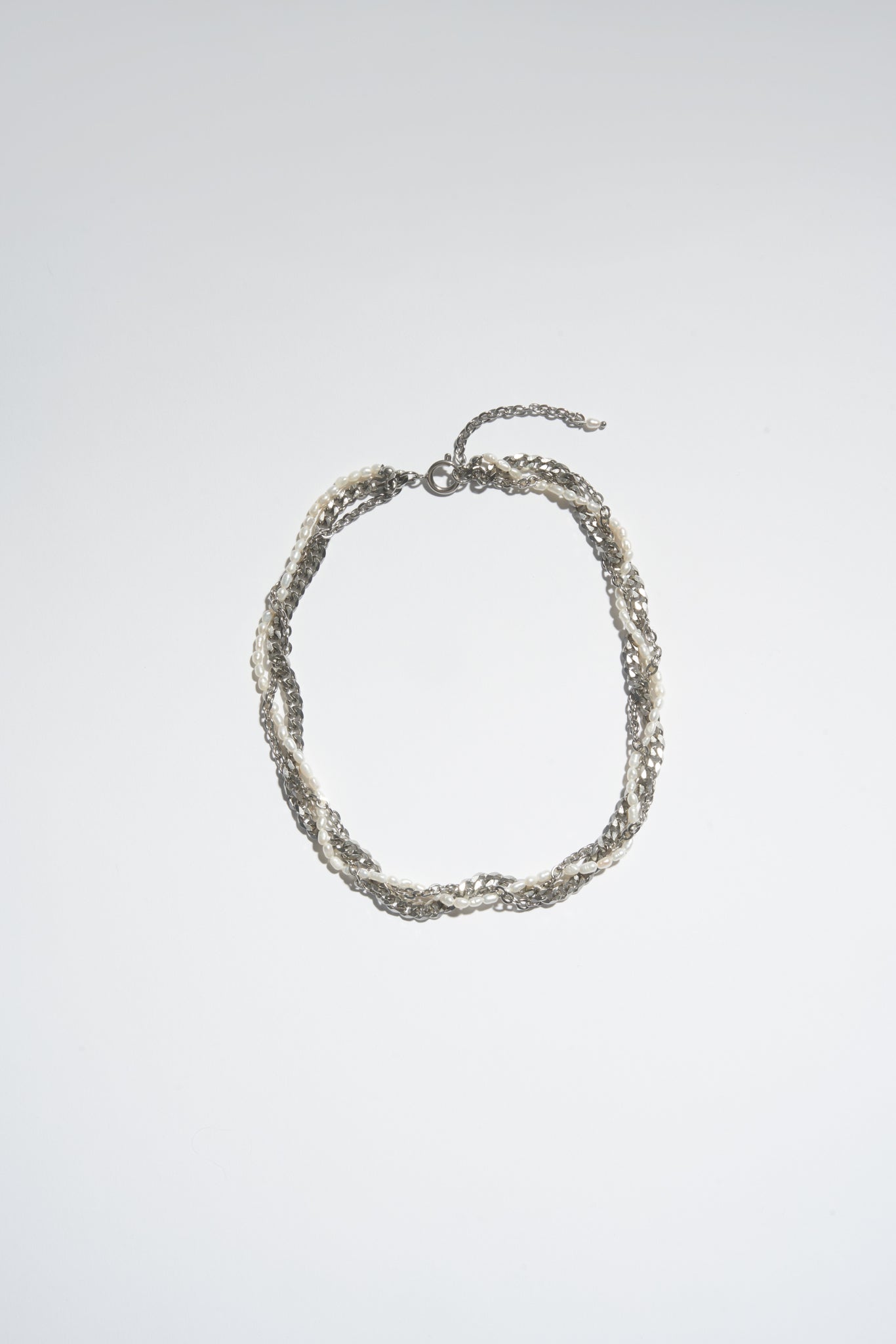 BRAIDED PEARL AND CHAIN CHOKER