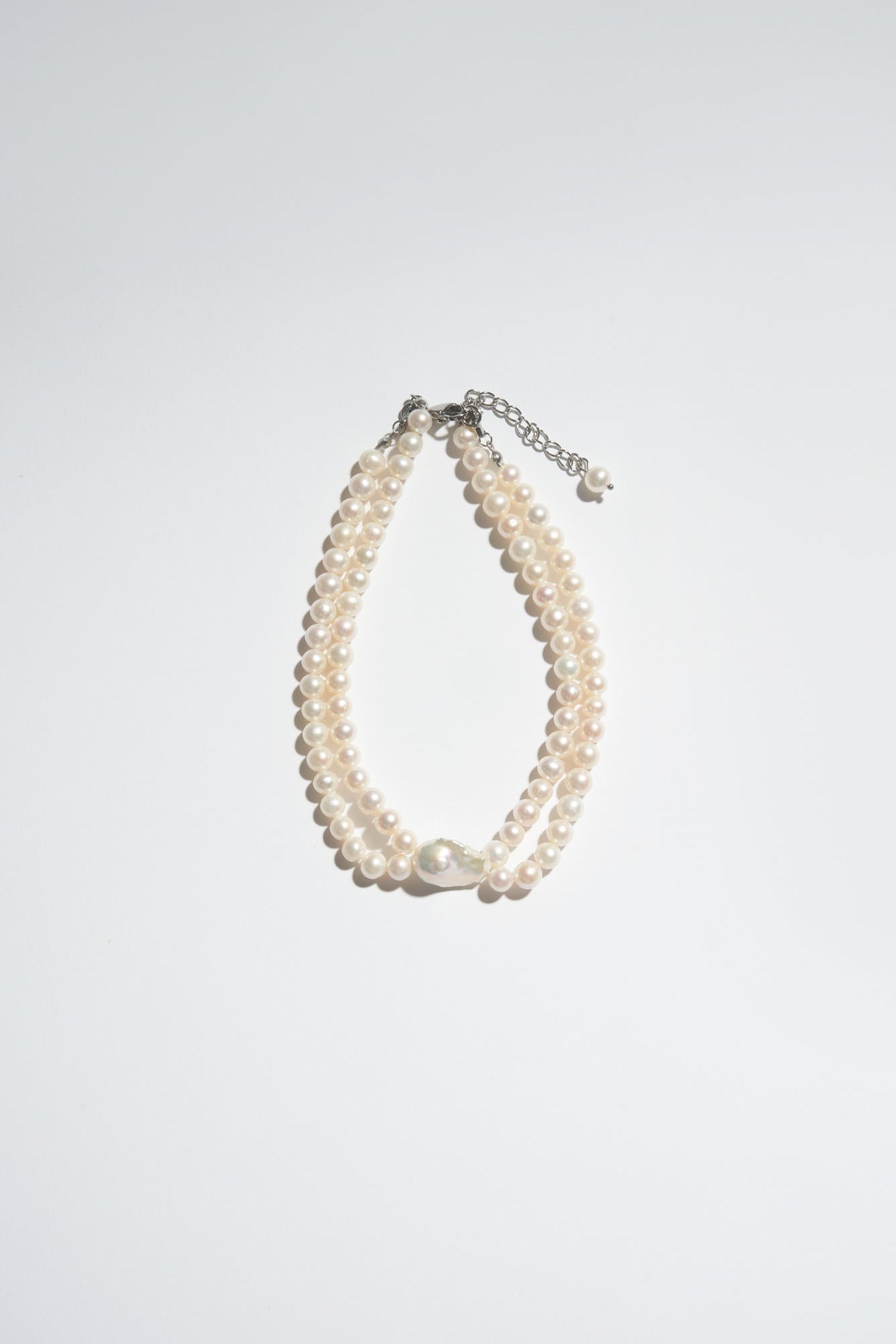 DOUBLE PEARL CHOKER WITH BAROQUE PEARL
