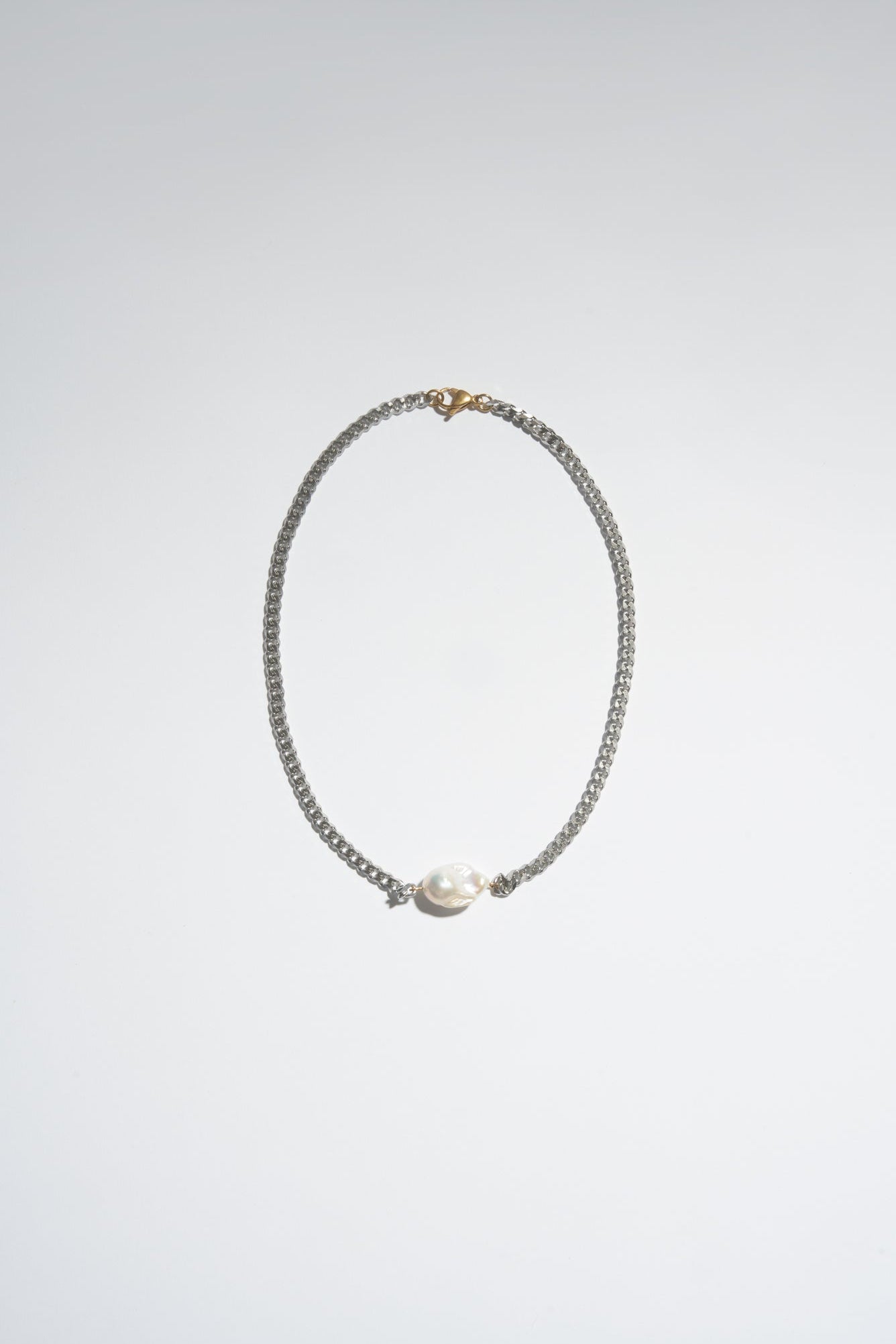 MEN’S CHAIN NECKLACE WITH BAROQUE PEARL