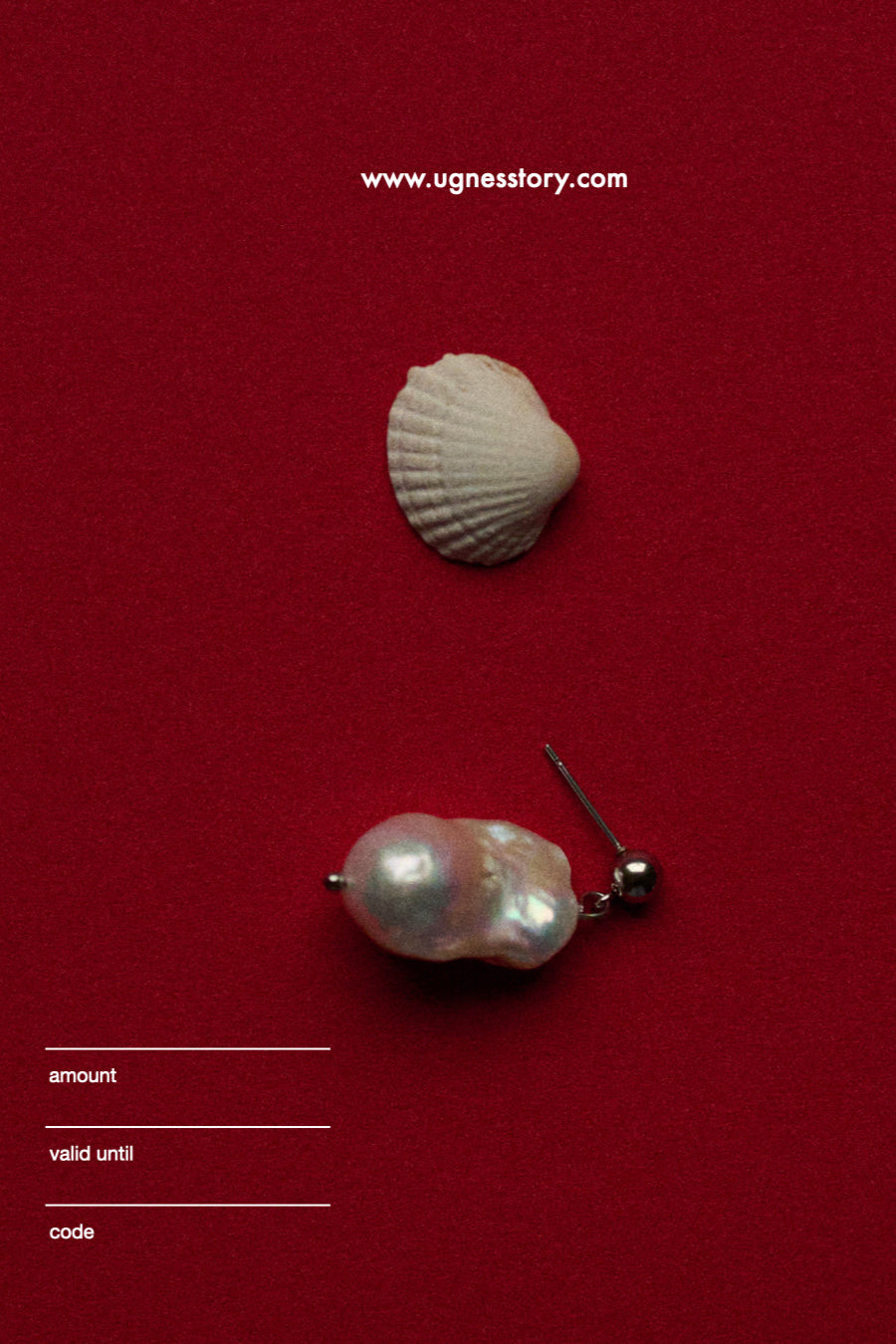 Digital gift voucher with freshwater pearl earring and seashell detail